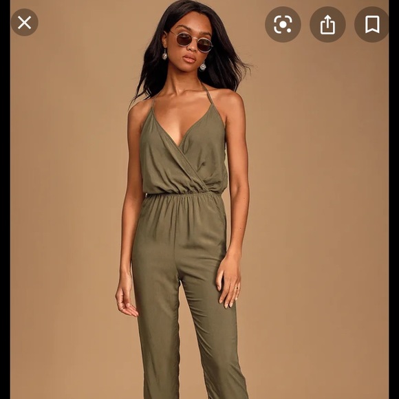 Lulus Pants - Lulu’s army green halter jumpsuit